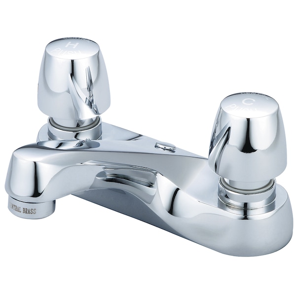 Slow-Close Two Handle Bathroom Faucet, Centerset, Polished Chrome, Overall Width: 6"
